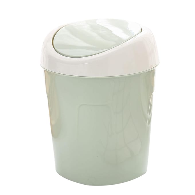 Poubelle de Bureau Petite Mini Poubelle de Table en Plastique avec Couvercle Basculant pour Salon Table Basse S Green white