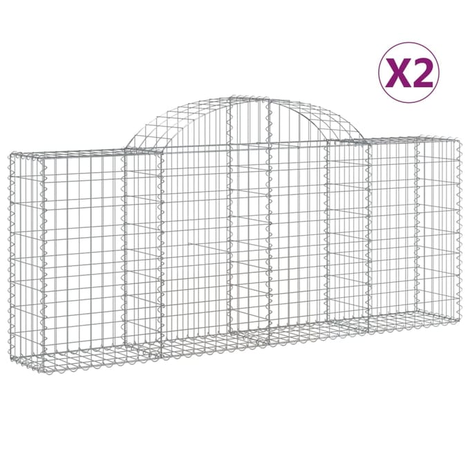 vidaXL - Schanskorven - 2 - st - gewelfd - 200x30x80/100 - cm - gegalvaniseerd - ijzer