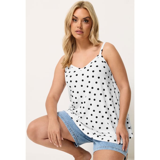 Yours Witte Cami Met Stippen En Wijde Pasvorm Size 42