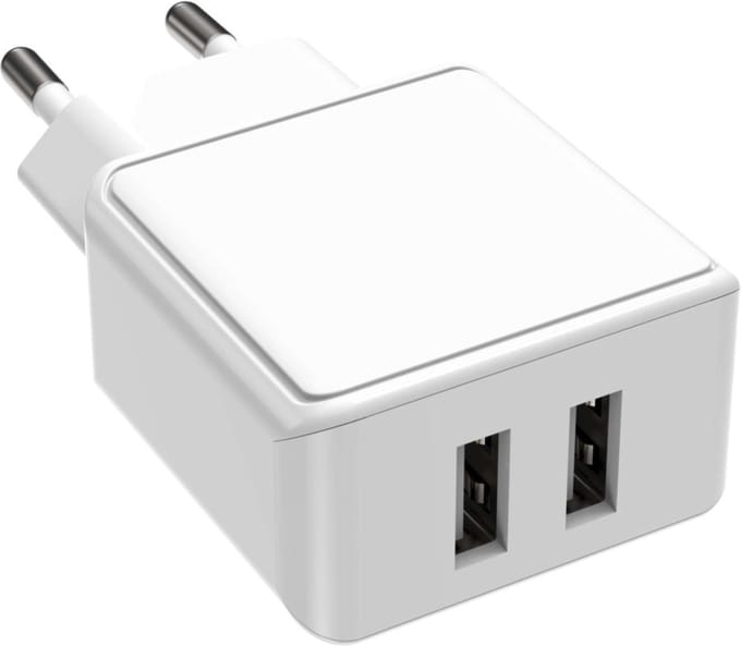 Usb Adapter 2 Poorten - Gecertificeerd - Usb Stekker - Oplader voor smartphone, e-reader, koptelefoon, smartwatch, bluetooth speaker