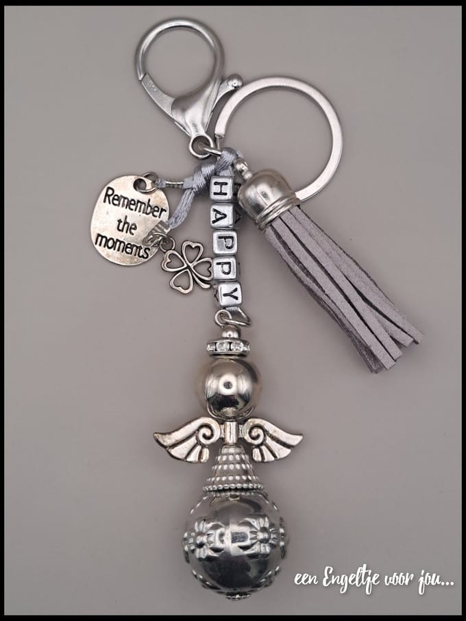 Engeltje - Geluksengel HAPPY - Beschermengel - Sleutelhanger - Tashanger - Engel - Gelukshanger