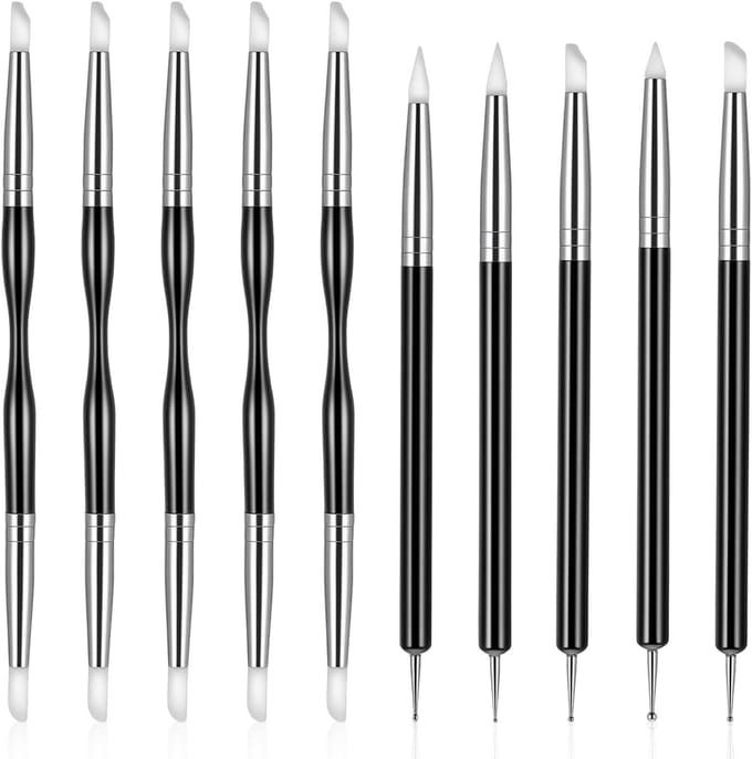10 Stuks Silicone Kwasten Set voor Schilderen op Nummer, Modellen en DIY Projecten met Rubber Tools