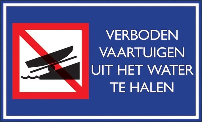 Pickup Nautic verboden vaartuigen uit het water te halen - Bord 33x20cm