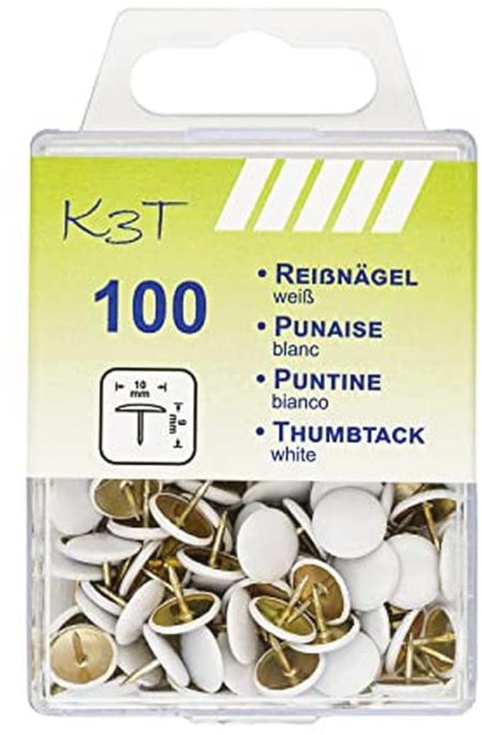 Punaises Wit - 100 Stuks, 10 mm, Praktische Bewaardoos