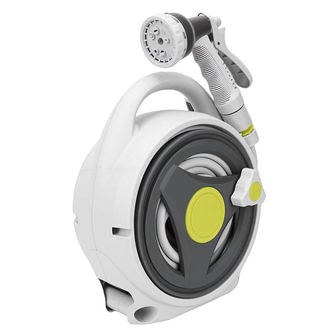 Draagbare Slangenhaspel Compact 15M Waterpijp Opbergorganisator voor Tuin Balkon Binnenplaats white