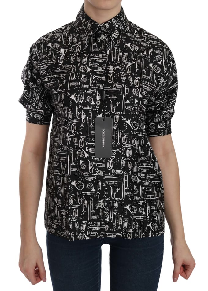 Zijde Muziekinstrumenten Print Shirt