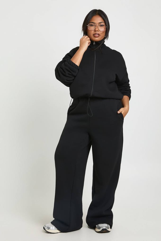 boohoo Dames Plus jas met toggle zoom en trechterhals | Black | Maat: 18
