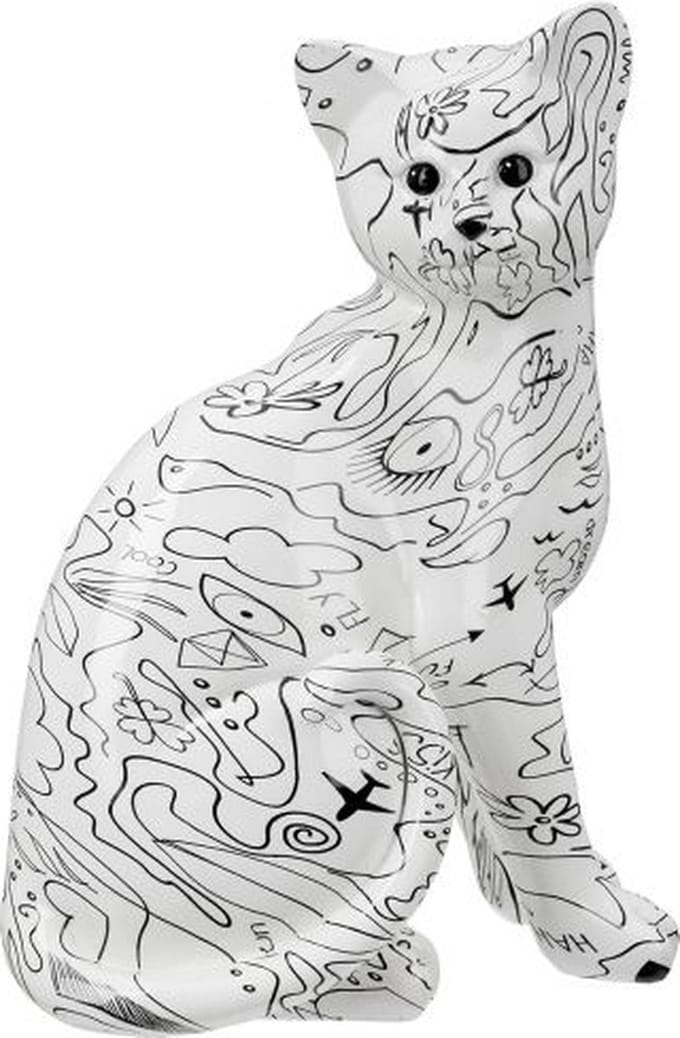 Gilde Handwerk - Beeld - Sculptuur - Kat - Poes - Polyresin - Modern Single Line Design - 11x22x29 cm