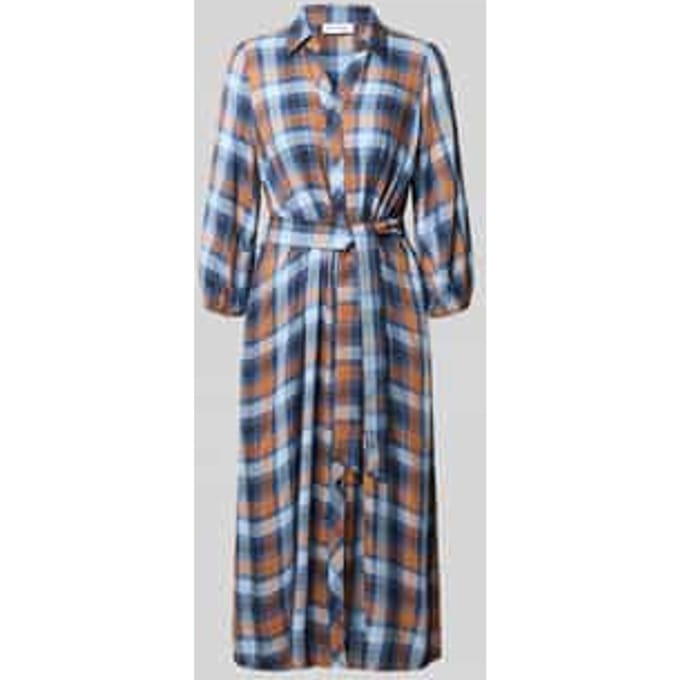 Midi-jurk van pure viscose met platte kraag