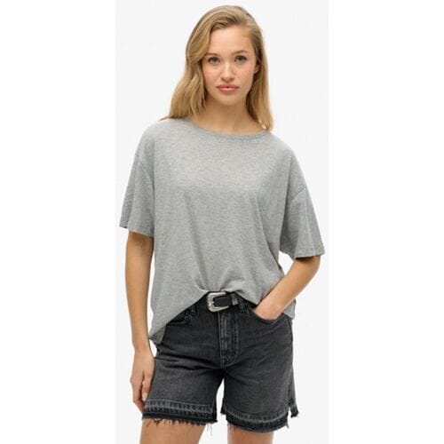 Superdry Studios T-shirt met Oversized Pasvorm Grijs Grootte: 38