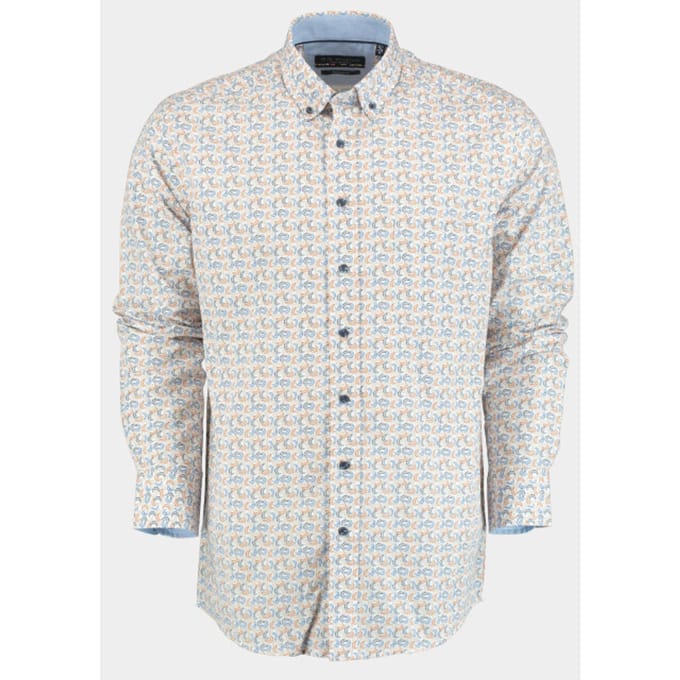 Bos Bright Blue R.b. boston casual hemd lange mouw regular fit cotton 427670/606