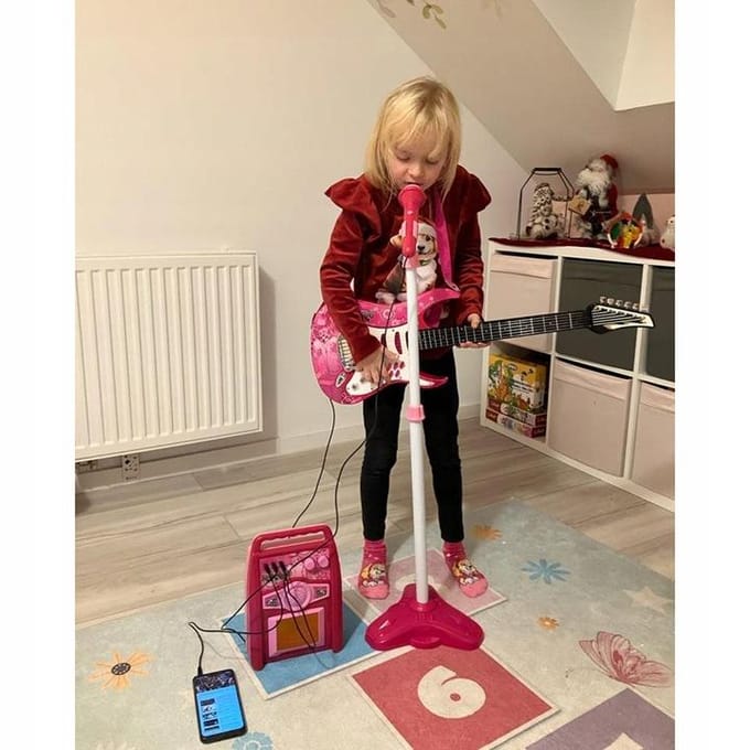 Kruzzel Roze Gitaar Set met Microfoon en Versterker - Muzikaal Plezier voor Kinderen