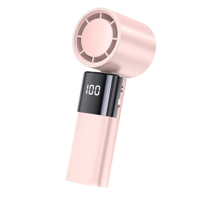 Ventilateur portatif Turbofan portatif à grande vitesse ventilateur électrique Rechargeable par USB avec affichage numérique rose