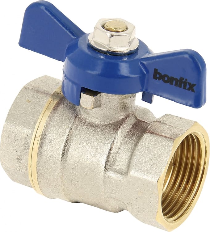 Bonfix Kogelkraan/schuifafsluiter - Blauwe vlindergreep bediening - drukklasse PN25 1/2 - 2 x binnendraad