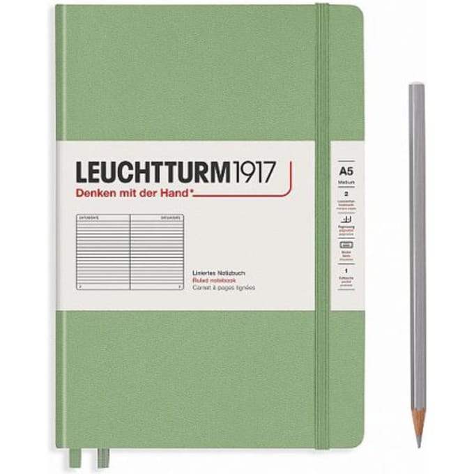 Leuchtturm notitieboek medium pastel groen lijn - Notebook - 4004117569982