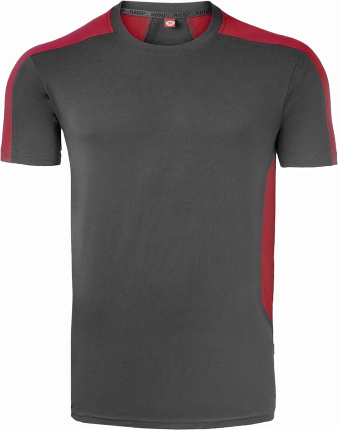 HAVEP T-shirt Bicolor 10072 - Charcoal/Rood - S