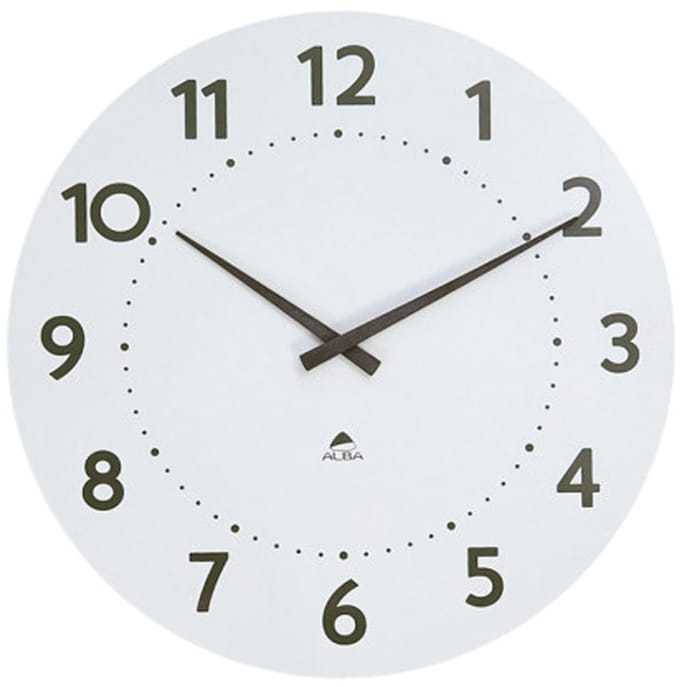 ALBA wandklok hout HORMILENA 55 kwartsuurwerk wit 55cm