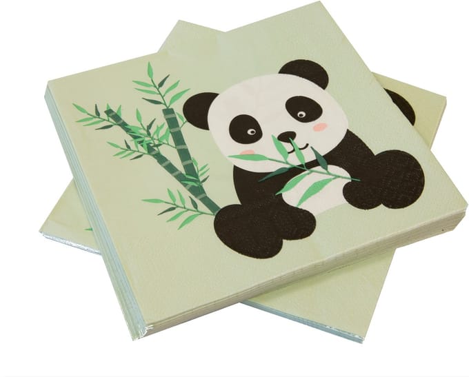 HOBI - 20 papieren panda servetten 33 x 33 cm pastelgroen