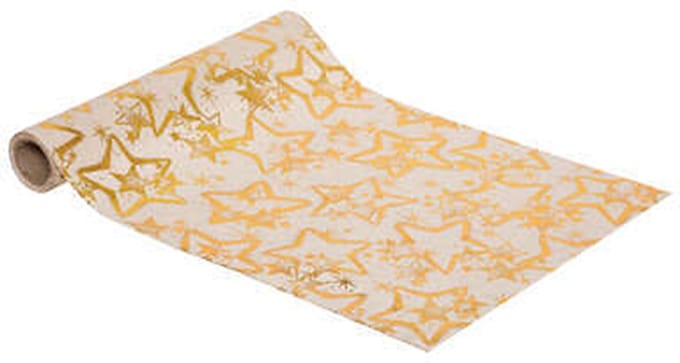 Atmosphera Kerst thema diner tafelloper - 2x stuks - goud/beige - 28 x 300 cm