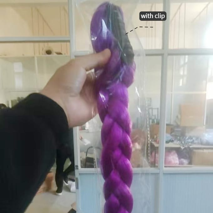 Perruque Cosplay Rumi Tressée Longue Violette 26 Pouces Synthétique Résistante à la Chaleur Accessoire Tresse Queue de Cheval gray