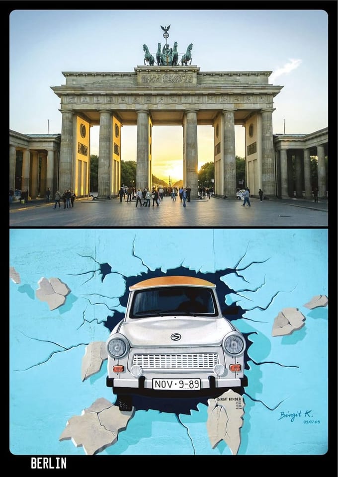 25 Ansichtenkaarten Berlijn - Brandenburger Tor | Dubbel Gecoat | Set van 25 | A6 Formaat