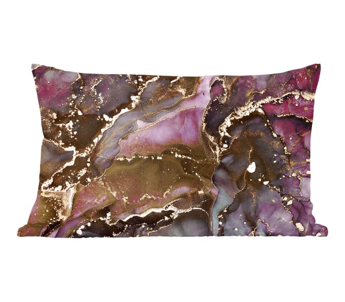 Sierkussens - Kussentjes Woonkamer - 60x40 cm - Marmer - Gold - Steen - Abstract