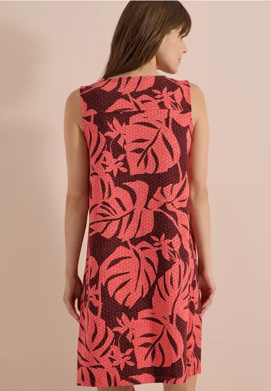 Knielange jersey jurk met V-hals en print