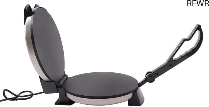 RFWR® Elektrische Roti Maker voor Platbrood - 1800W Pannenkoekenbakker met Instelbare Temperatuur