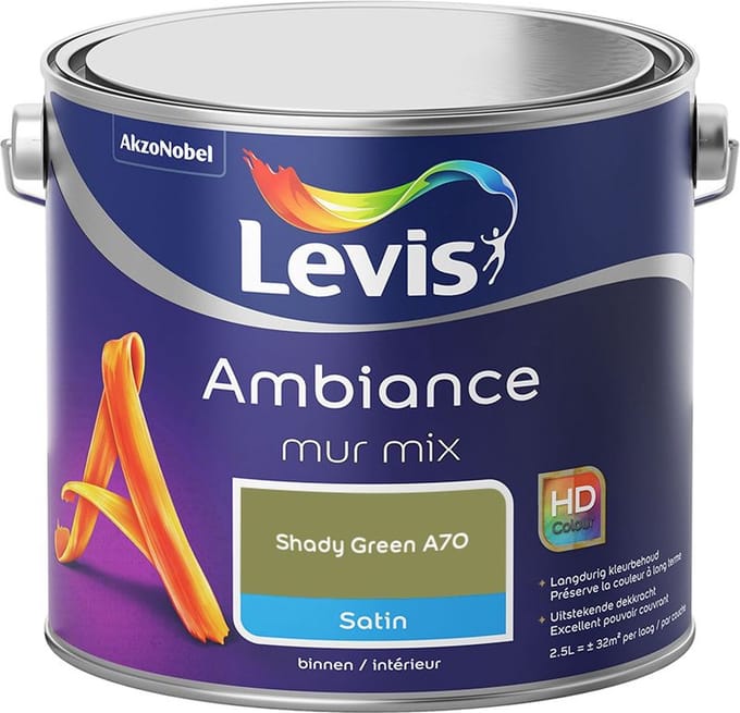 Levis - Ambiance Mur Satin Mix - Shady Green A70 - Mengverf - 2,5 L