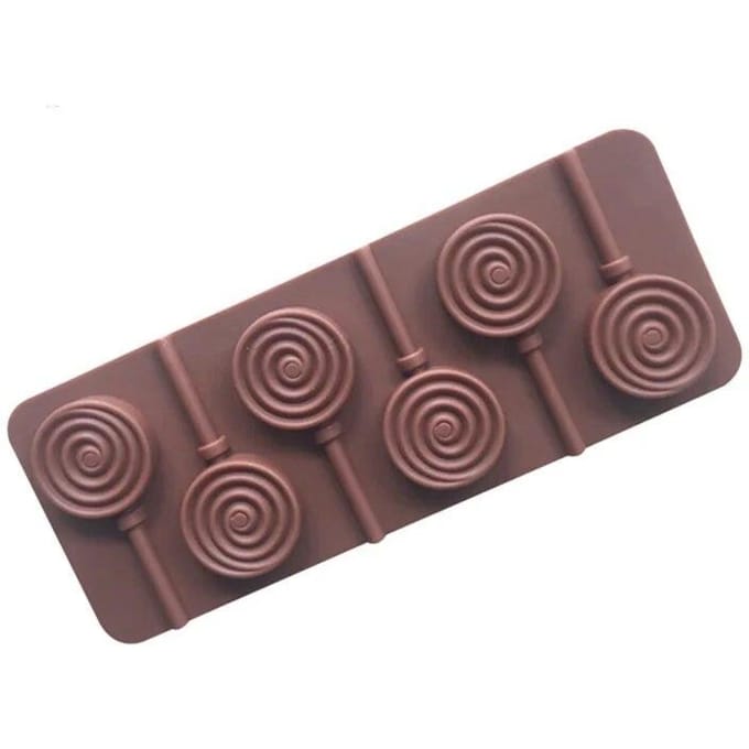 Moule à sucettes en silicone rond réutilisable, mignon, fleur, gelée, bonbons, chocolat, ustensiles de cuisson, outils de décoration de gâteaux marron