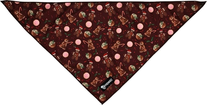 Frenkiez kerst bandana brown gingerbread man Large