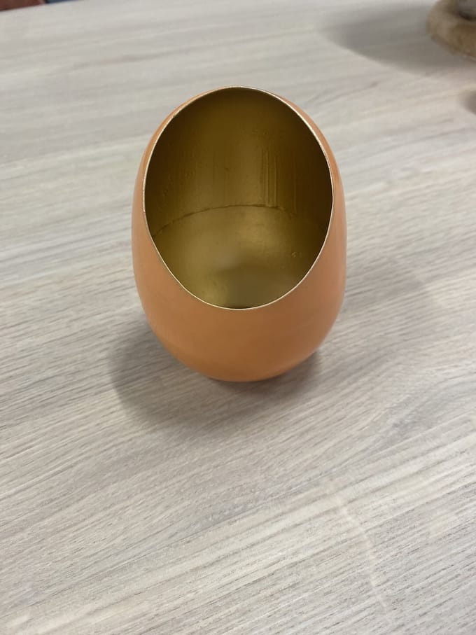 Theelichthouder egg oranje