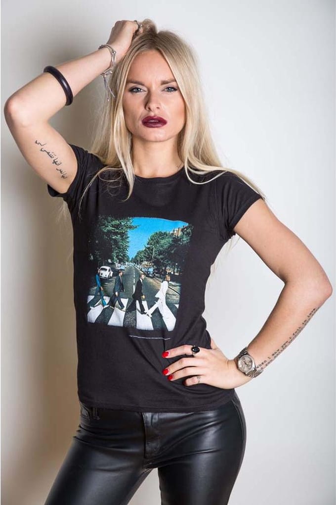 The Beatles Dames Tshirt -XL- Abbey Road Zwart