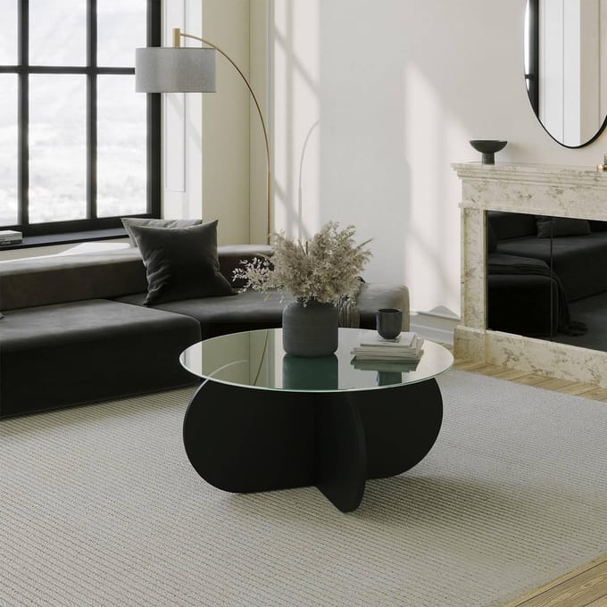 Asir - Koffietafel - Zwart - 75 x 75 x 35 cm