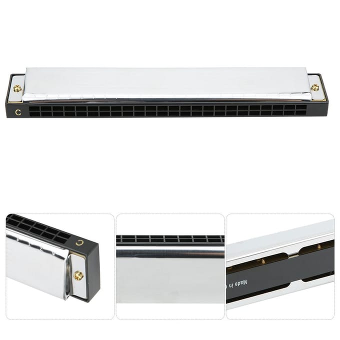 Professionele Mondharmonica Diatonische Harp C Toon Roestvrijstalen Dekplaat 24?HoleBlack black