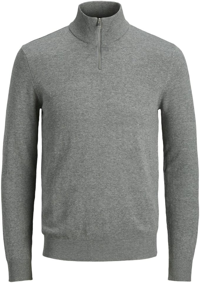Jack & Jones - Heren Trui Emil Knit Half Zip - Grijs - Maat XL