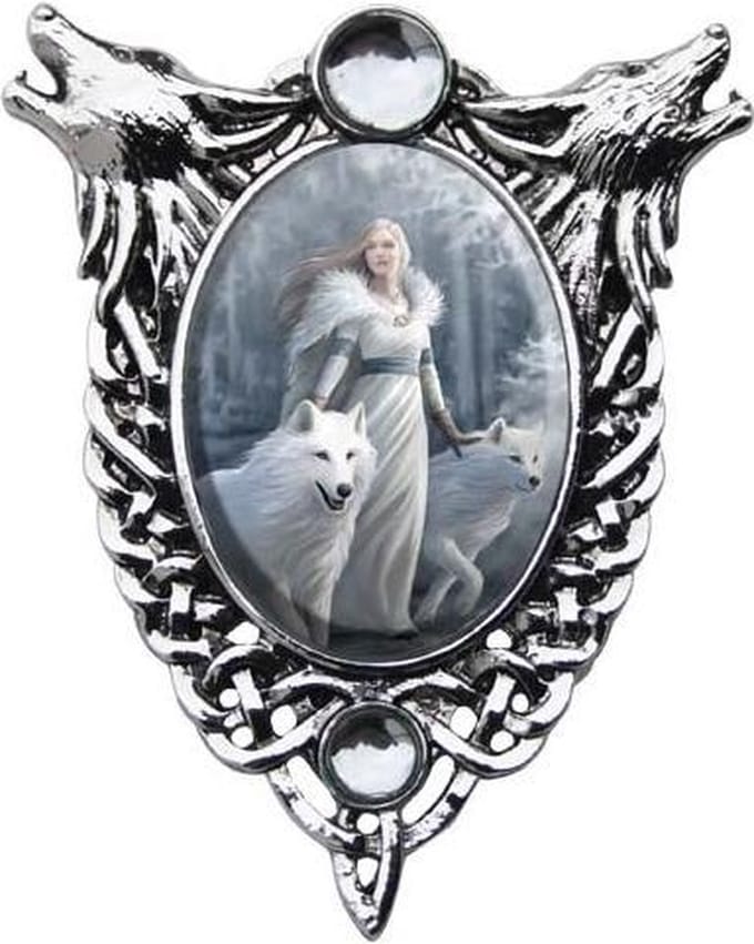 Anne Stokes Cameo Pendant Winter Guardians