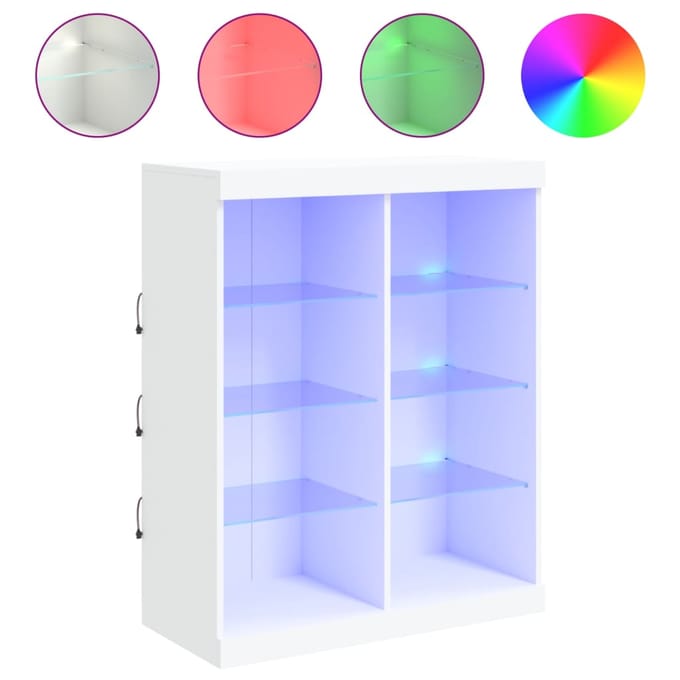 vidaXL - Dressoir - met - LED-verlichting - 81x37x100 - cm - wit