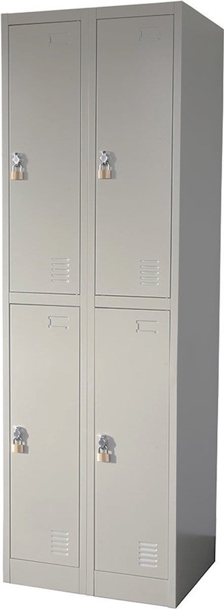 IVOL Metalen Lockerkast Grijs - 60x185x45 cm - 4 Deurs