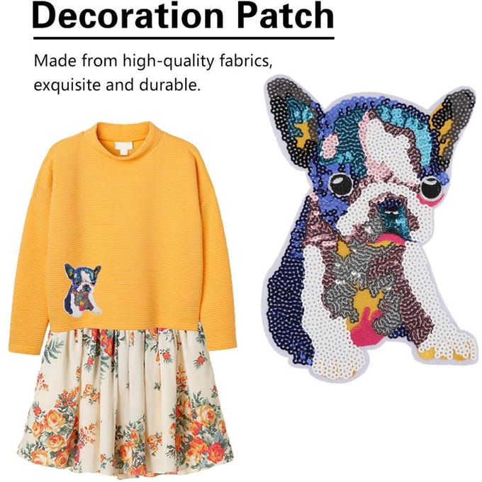 Embroidered Sew on Applique Decoration Patch Clothes DIY Craft Accessary (#5 Dog) orange