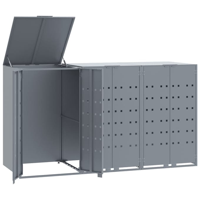 vidaXL - Containerberging - voor - 3 - containers - 207x79x117 - cm - staal - grijs