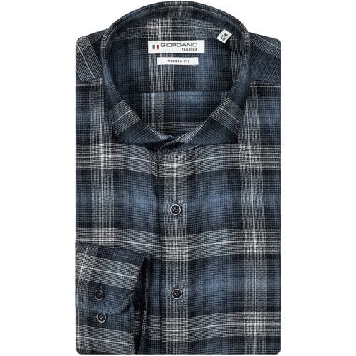 Giordano Overhemd Row Cutaway Bold Multi Check Dark Navy / male