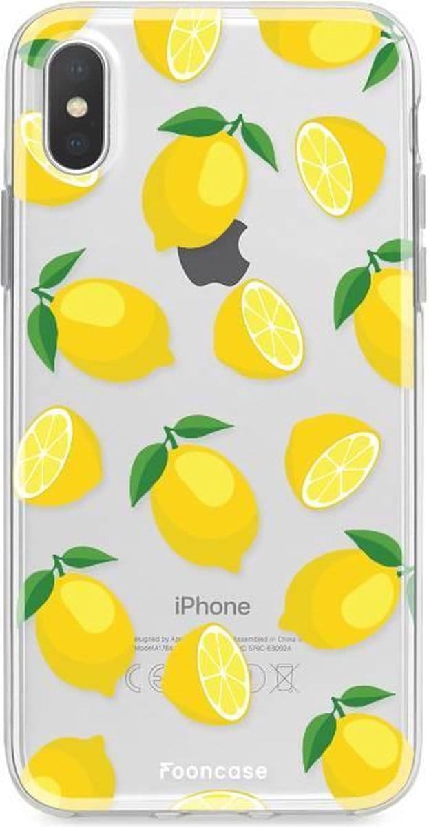 Fooncase Hoesje Geschikt voor iPhone XS Max - Shockproof Case - Back Cover / Soft Case - Lemons / Citroen / Citroentjes