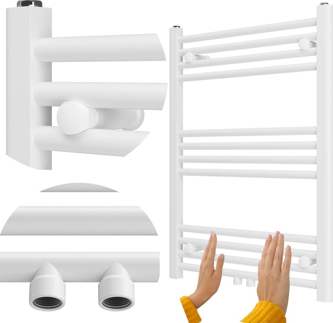 Granitan Badkamerradiator Raven - 80x60cm - Wit - Ladderverwarming - Handdoekradiator