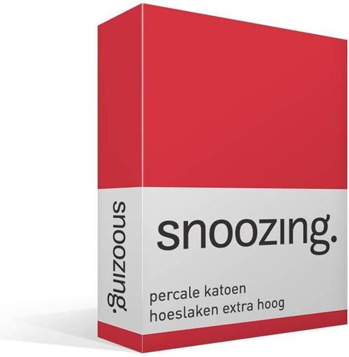 Snoozing - Hoeslaken - Extra hoog - Eenpersoons - 90x200 cm - Percale katoen - Rood