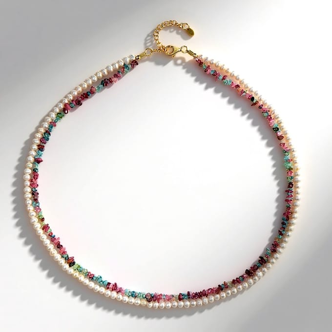 Exquisite Toermalijn Parel Zilver Ketting