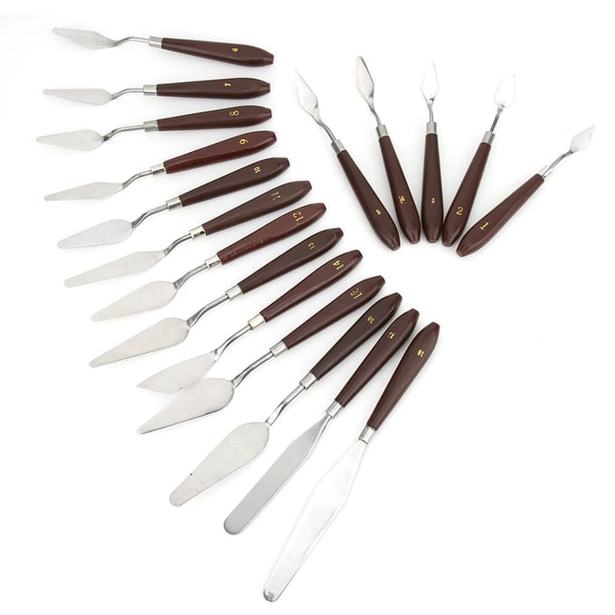 18 Stuks Verfschrapermes Exquise Plastic Handvat Olieverfgereedschap Kunstbenodigdheden white