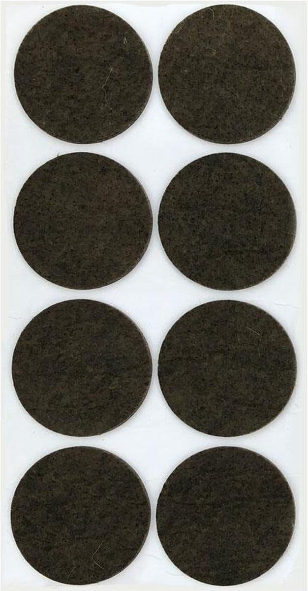 FLE - Plakvilt bruin rond Ø 6 cm en hoogte 0,35 cm van vilt - 8 stuks
