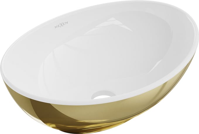 Mexen Elza opzetwastafel 40 x 33 cm, wit/goud - 21014006