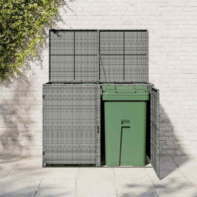 vidaXL - Containerberging - dubbel - 148x77x111 - cm - poly - rattan - antraciet